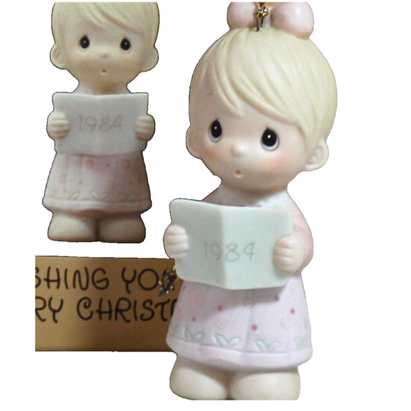 Precious Moments 1984 ANNUAL EDITION Wishing You A Merry Christmas ornament - Picture 1 of 2